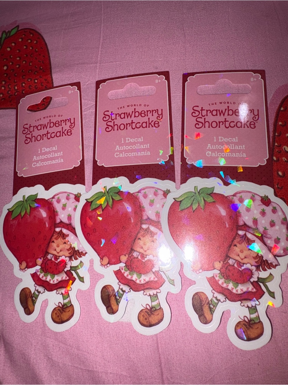 Strawberry Shortcake Holographic Strawberry Decal - Pink